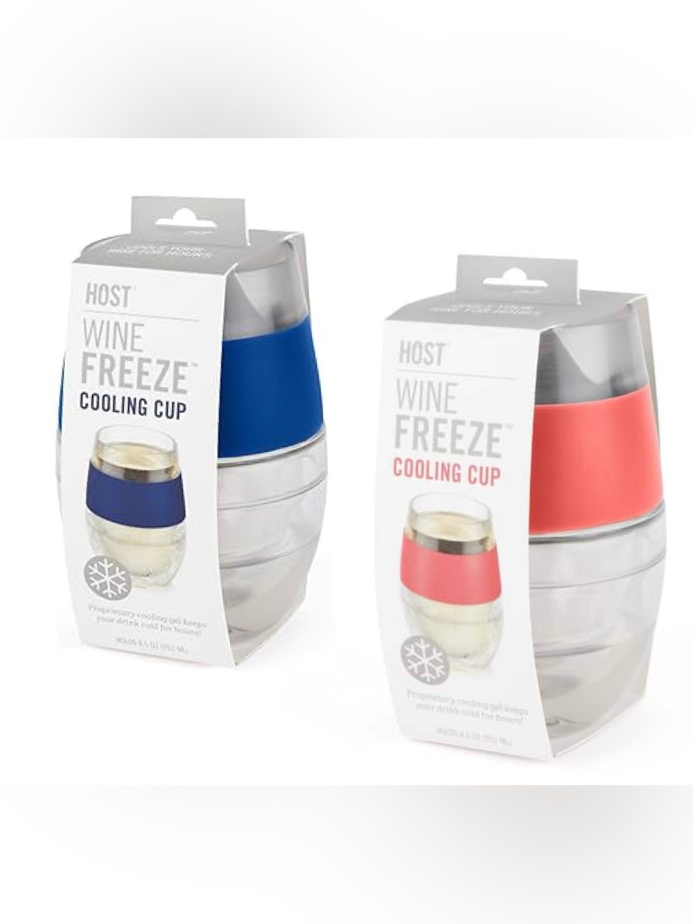 Wine FREEZE Cooling Cup in Coral (1 pack) by HOST - Pink - 4.75" x 3"